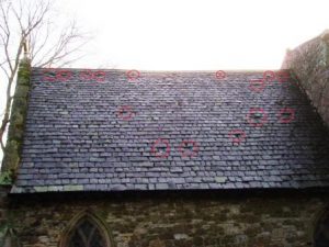 North Slope of Chancel broken Slates